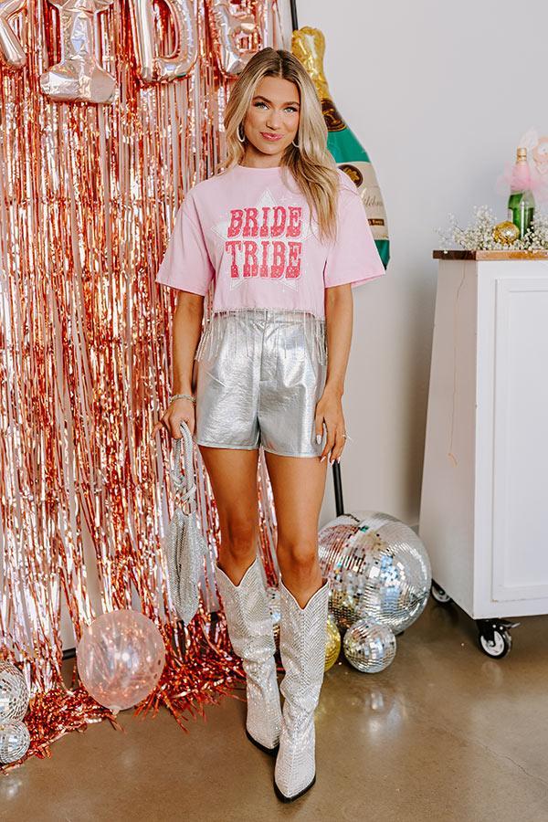 Bride Tribe Rhinestone Tassel Top in Pink Product Image