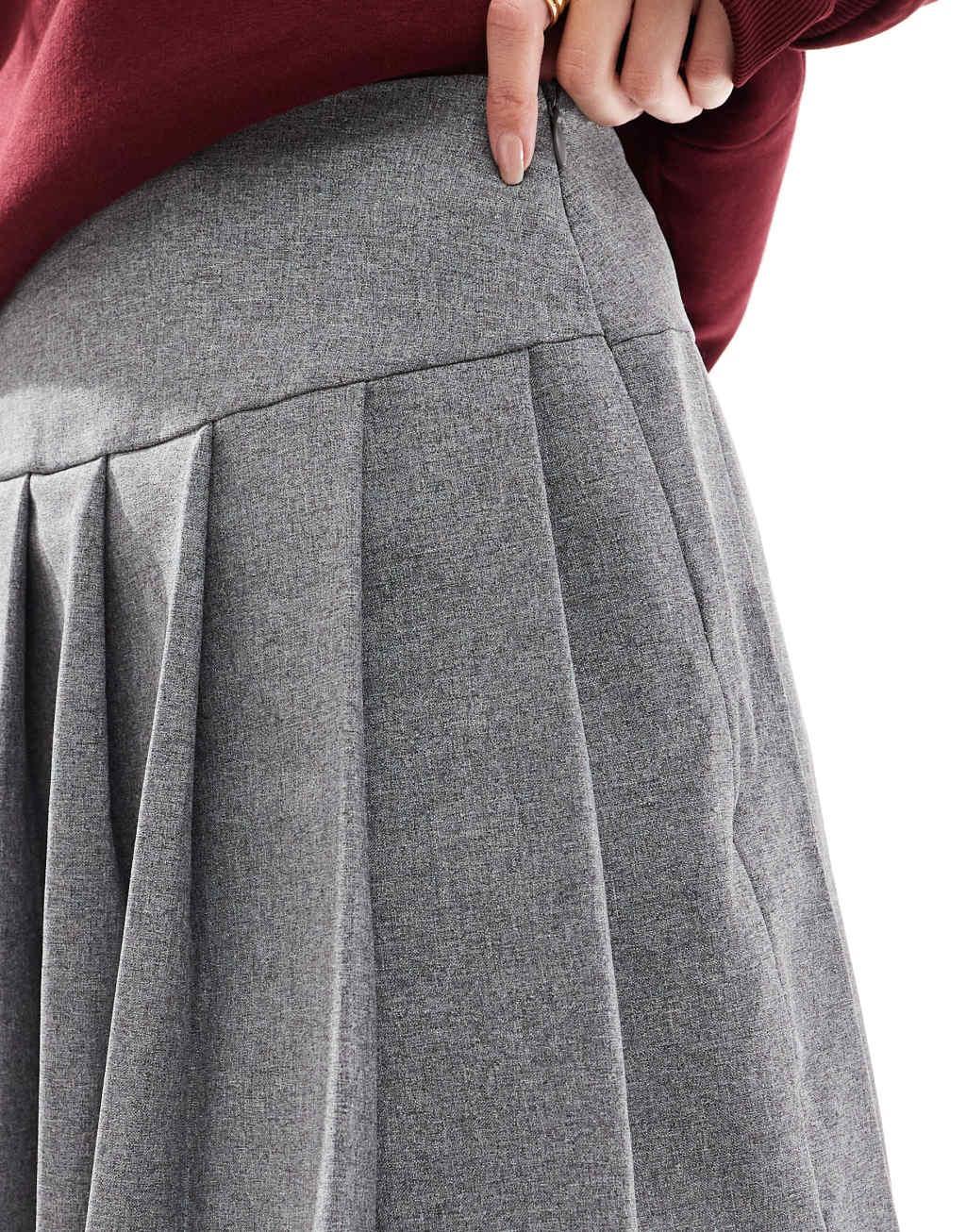 ASOS DESIGN pleated mini skirt in gray Product Image