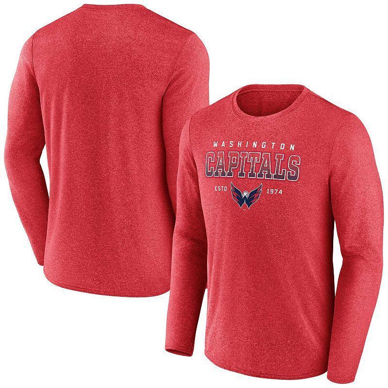 Mens Fanatics Heather Red Washington Capitals Long Sleeve T-shirt Product Image