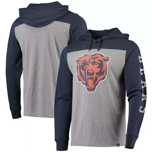 Men's '47 Heathered Gray/Navy Chicago Bears Franklin Wooster Long Sleeve Hoodie T-Shirt Product Image