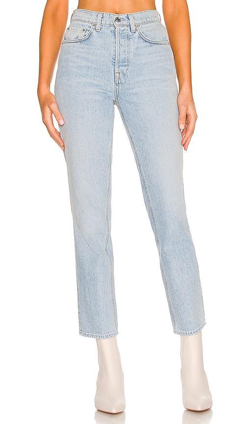 GRLFRND Cassidy Mid Rise Straight in Blue. - size 32 (also in 30, 31) Product Image