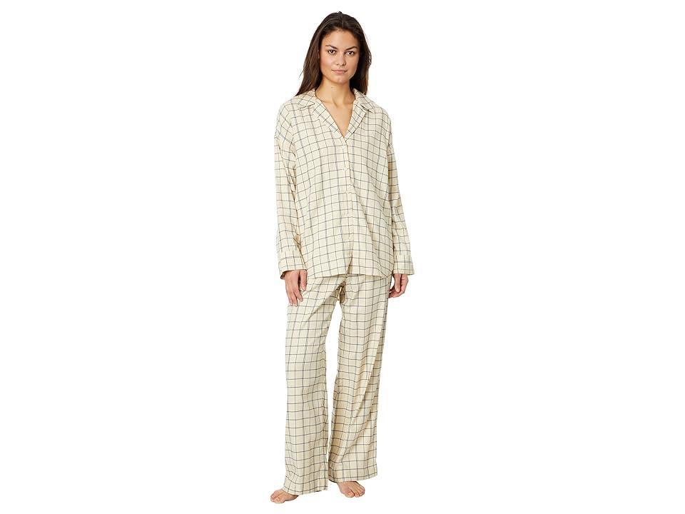 Madewell Plaid Flannel Pajama Set (Ecru) Women's Pajama Sets Product Image