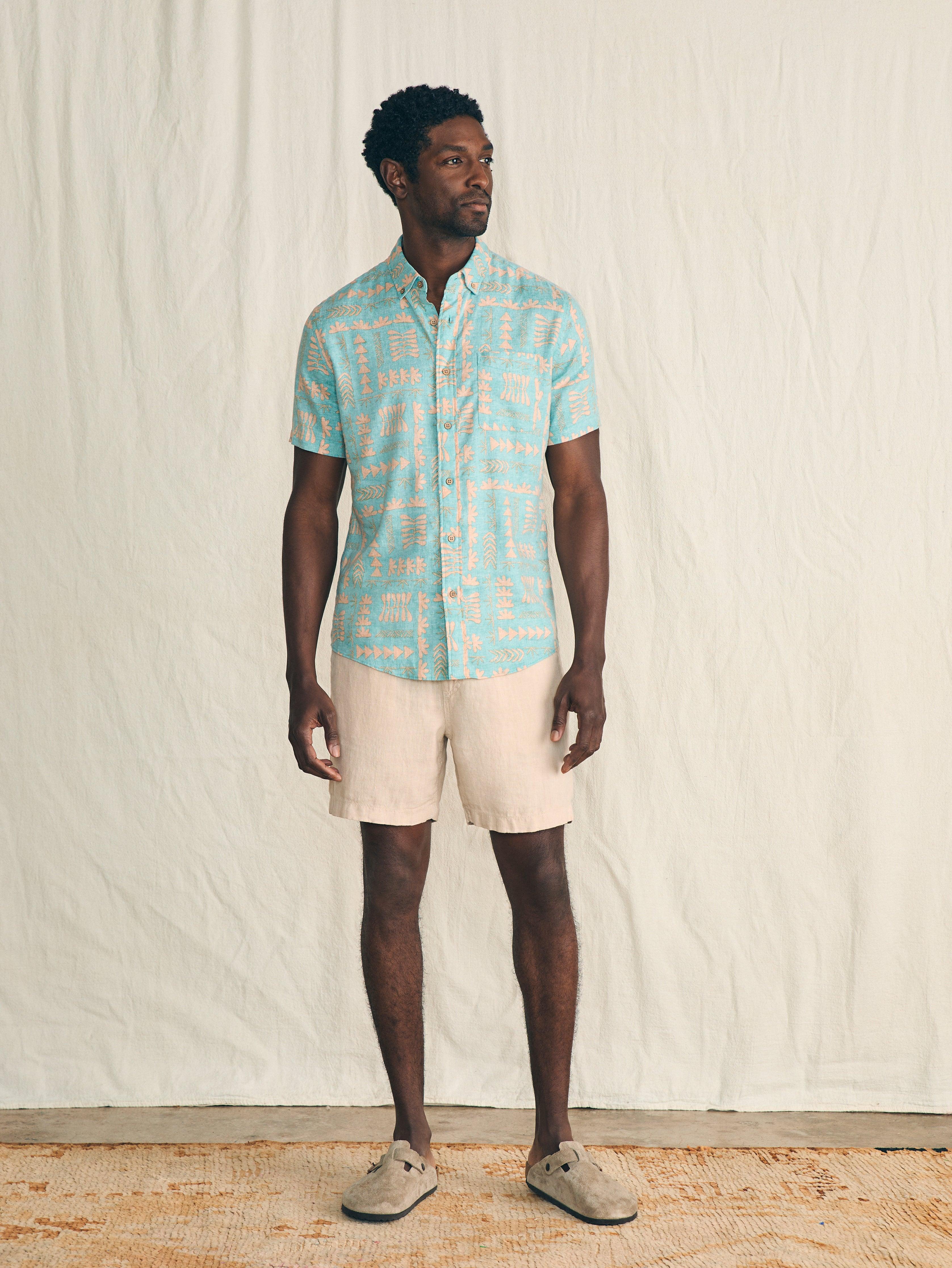 Anna Kahalekulu Short-Sleeve Breeze Shirt - Teal Naupaka Male Product Image