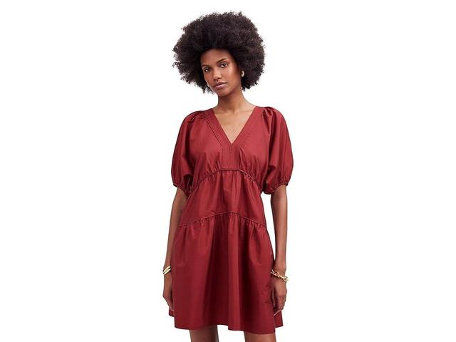 Madewell Elora Mini - Midweight Arvind Poplin (Claret) Women's Dress Product Image