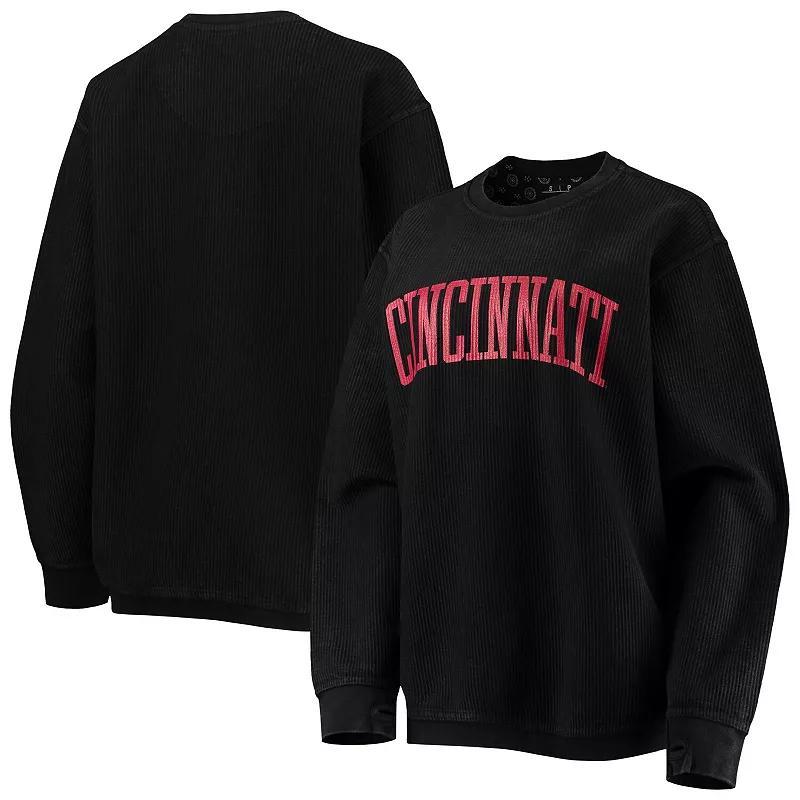 Womens Pressbox Cincinnati Bearcats Comfy Cord Vintage Wash Basic Arch Pullover Sweatshirt Product Image