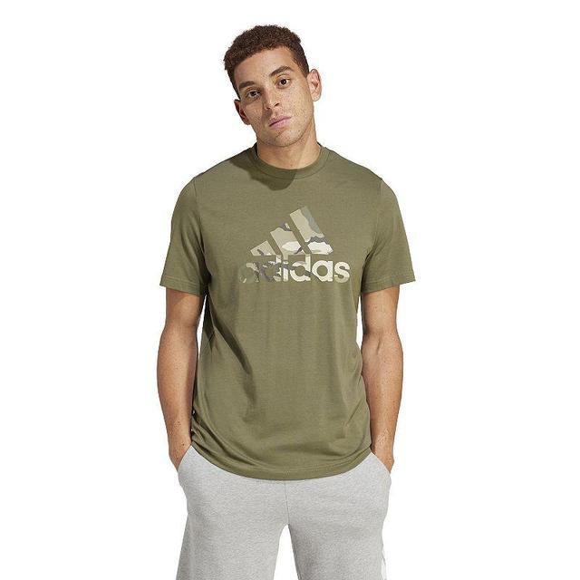 Mens adidas Camo Badge of Sport Logo Graphic Tee Green Strata Product Image