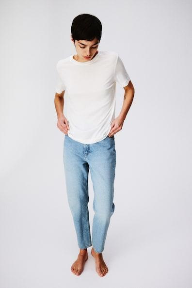 H & M - Slim Mom High Ankle Jeans - Blue Product Image