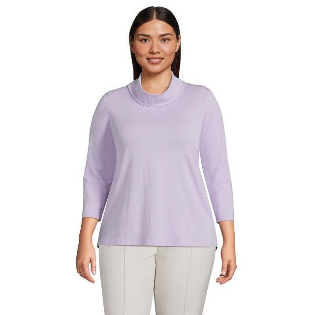 Lands End Plus Size 3/4 Sleeve Light Weight Jersey Cowl Neck Top Product Image