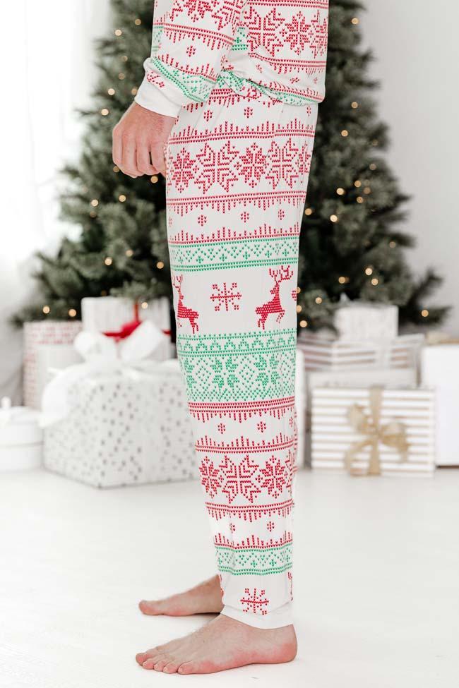 Sleigh All Day Men Red and Green Fair Isle Pajama Pant FINAL SALE Male Product Image