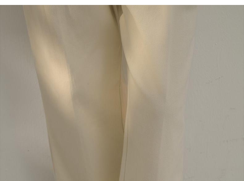 High Waist Plain Pleated Wide Leg Pants Product Image