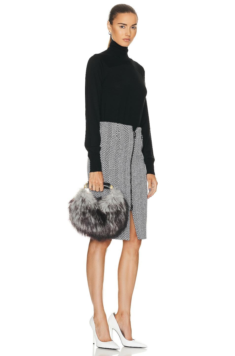 TOM FORD Faux Fur Bianca Mini Hobo Bag in Grey Melange - Grey. Size all. Product Image