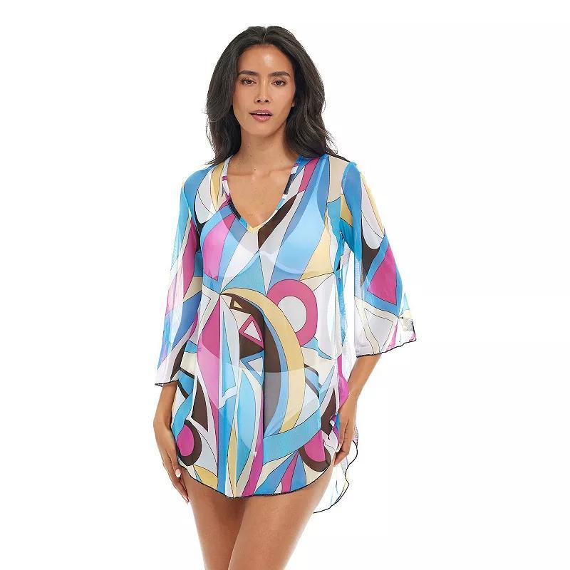 Womens Jordan Taylor Printed V-Neck Tunic Swim Cover Product Image