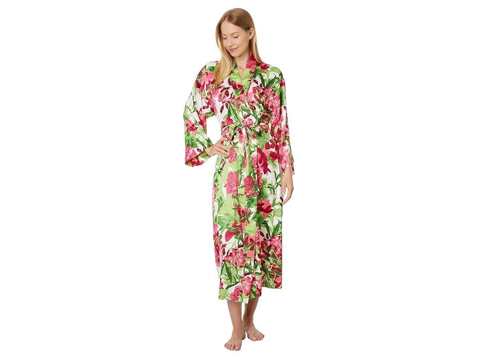 N by Natori Enchanted Peony - Satin 49 Robe (Warm White) Women's Robe Product Image