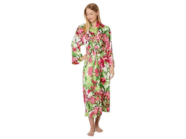 N by Natori Enchanted Peony - Satin 49 Robe (Warm White) Women's Robe Product Image