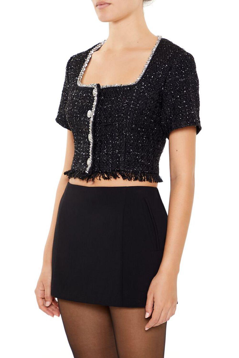 Textured Metallic Faux Gem-Trim Top | Forever 21 Product Image