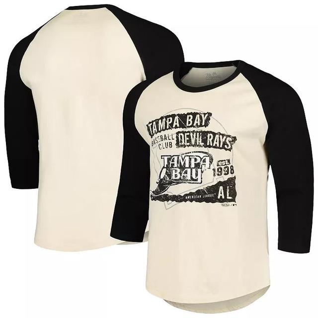 Mens Majestic Threads Cream/Black Tampa Bay Rays Raglan 3/4-Sleeve T-Shirt Product Image