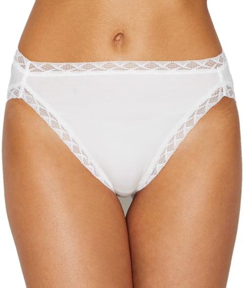 Natori Bliss Lace-Trim Cotton French-Cut Brief Underwear 152058 Product Image