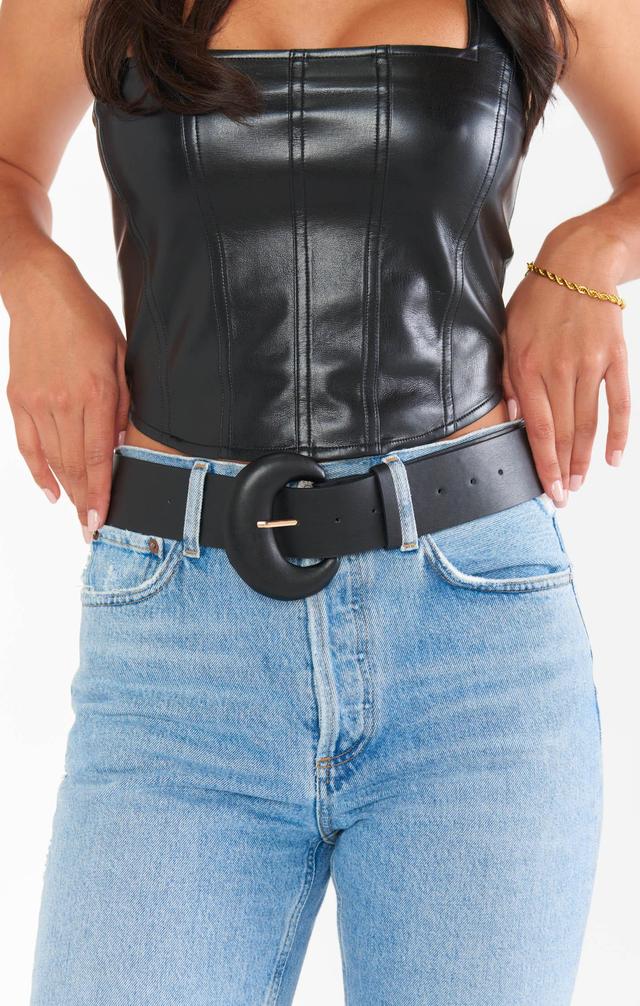 Round Buckle Belt ~ Black Product Image