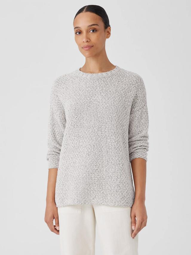 EILEEN FISHER Peruvian Organic Cotton Crimp Crew Neck Long Topfemale Product Image