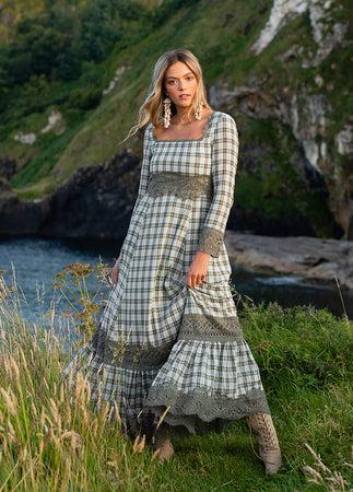 Roisin Dress in Smoke Blue Plaid Product Image