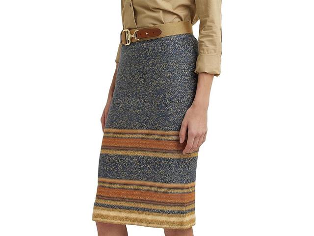 LAUREN Ralph Lauren Petite Striped Cotton-Linen Knit Pencil Skirt (Multi) Women's Skirt Product Image