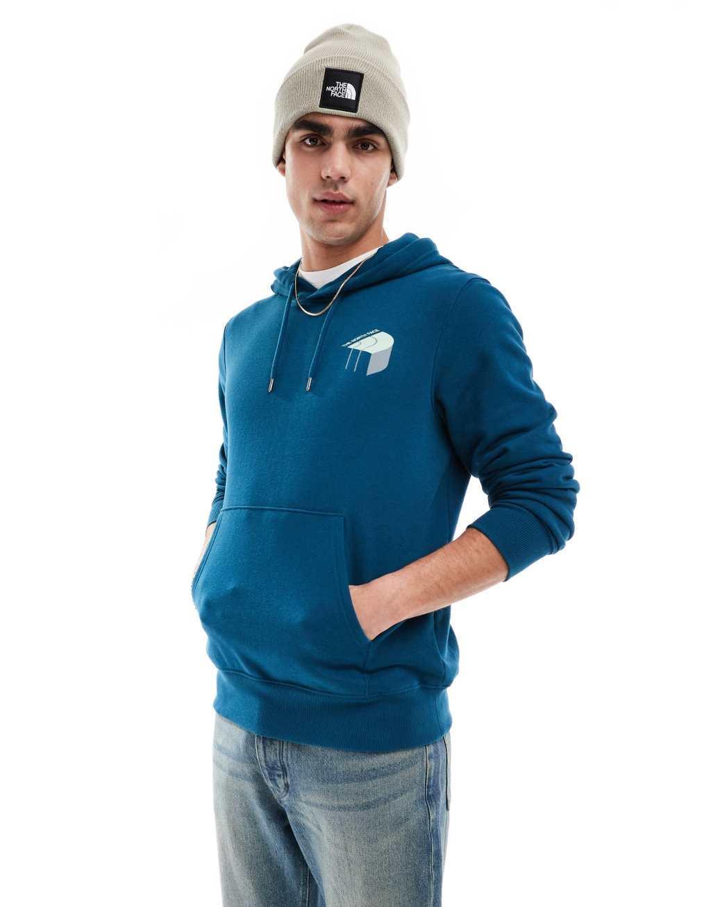 The North Face Brand Proud pullover hoodie with graphic back print in petrol blue Product Image