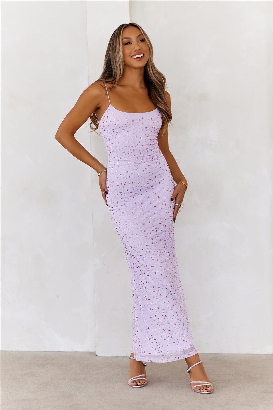 HELLO MOLLY Wishlisted Diamonds Mesh Maxi Dress Purple Product Image