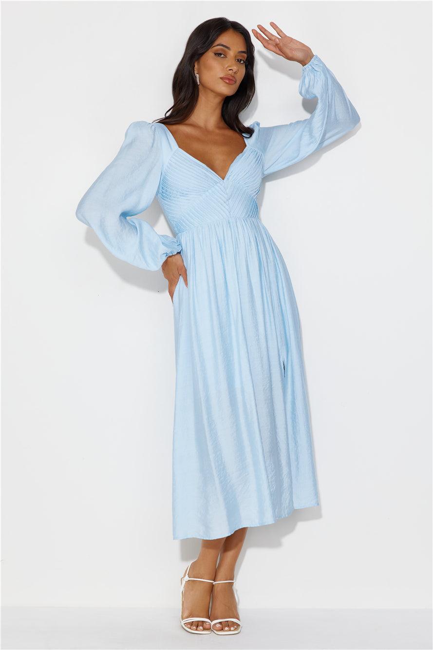 Dancing Deni Long Sleeve Midi Dress Blue Product Image