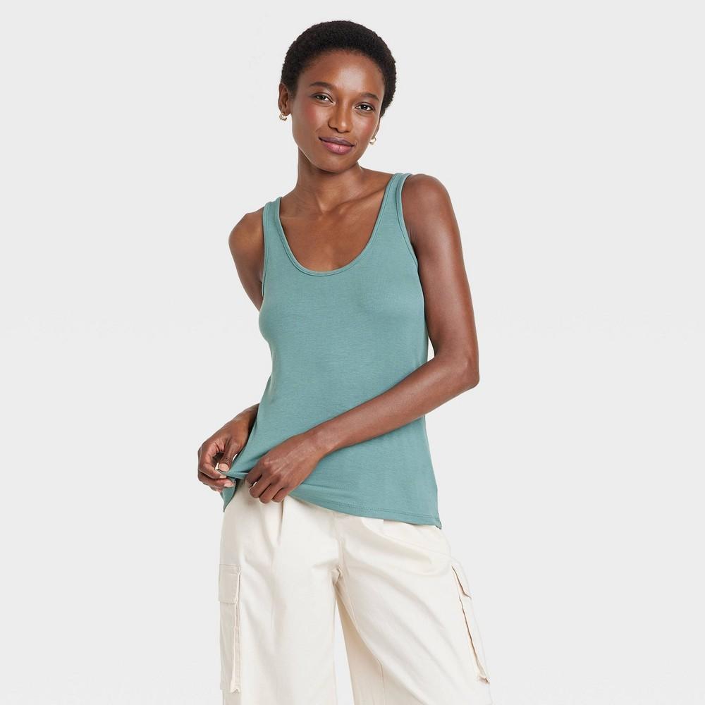 Womens Ribbed Tank Top - A New Day Turquoise L product image