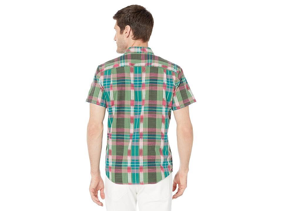 Lucky Brand Ikat Plaid Workwear Short Sleeve Shirt (Green Ikat) Men's Clothing Product Image