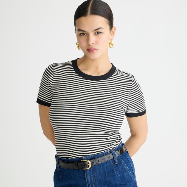 Vintage rib shrunken T-shirt with contrast trim in stripe Product Image