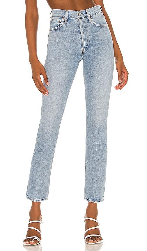 AGOLDE Riley High Rise Straight Crop in Dimension - Blue. Size 30 (also in 31, 32, 33). Product Image