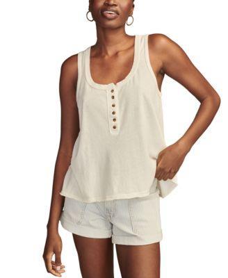 Women's Cotton Henley Tank Top Product Image