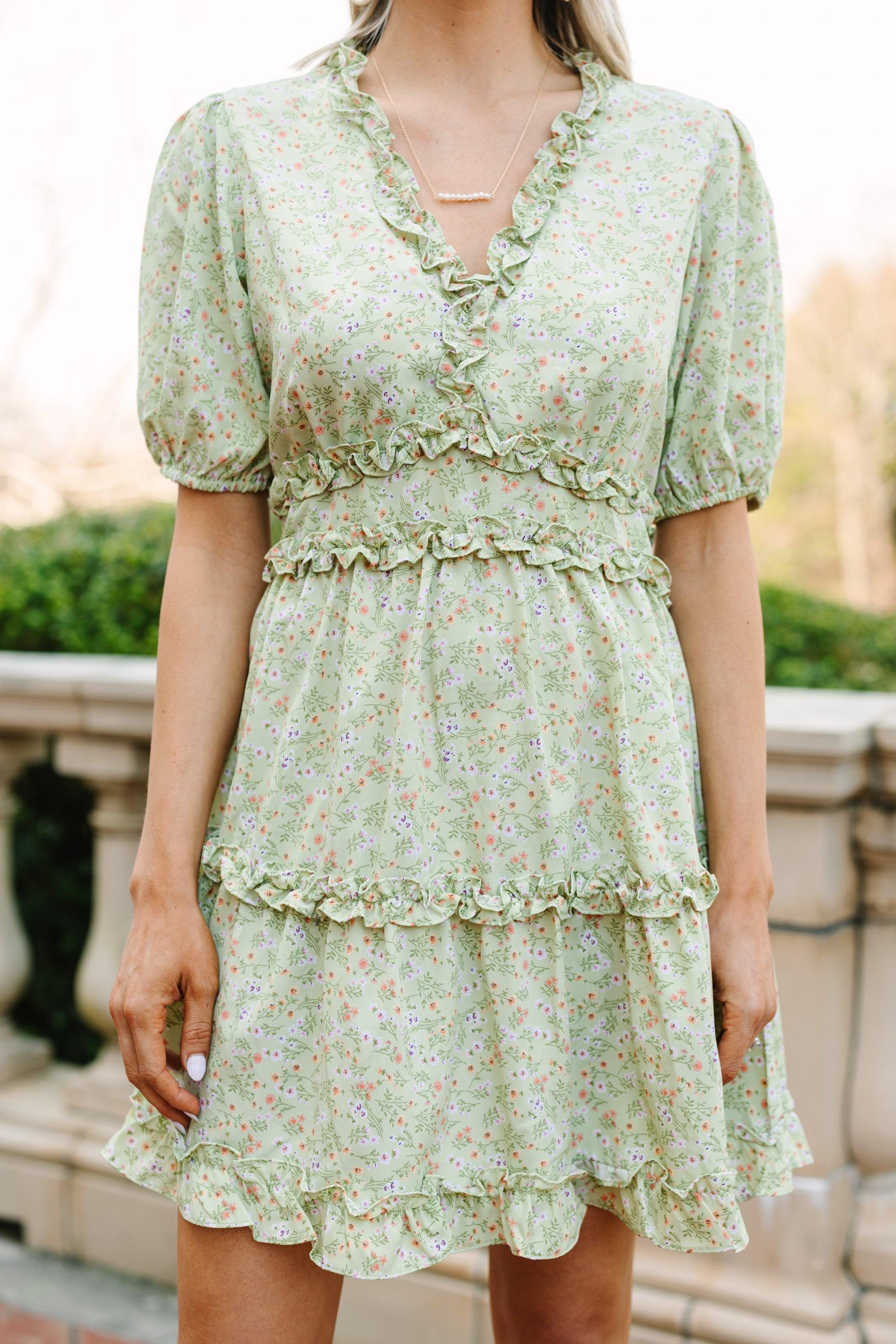 One In A Million Sage Green Floral Mini Dress Female Product Image