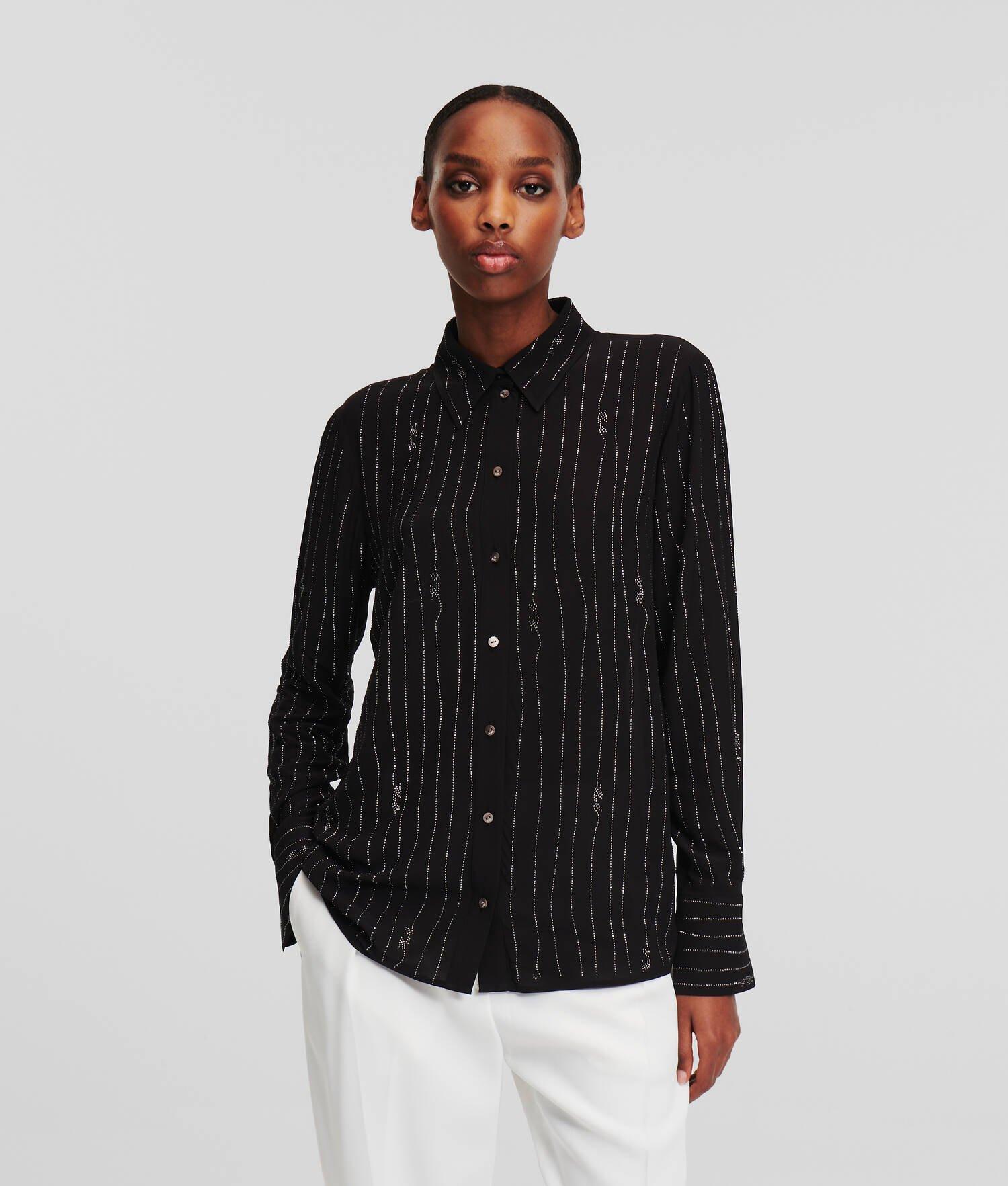 RHINESTONE PINSTRIPE SHIRT Product Image