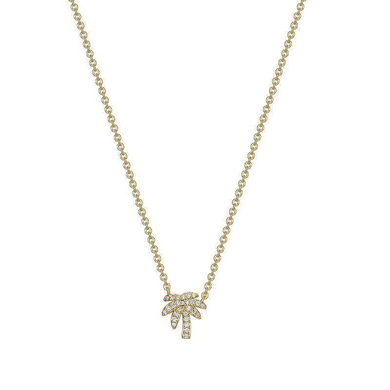 Sarafina Cubic Zirconia Palm Tree Necklace, Womens Gold Tone Product Image