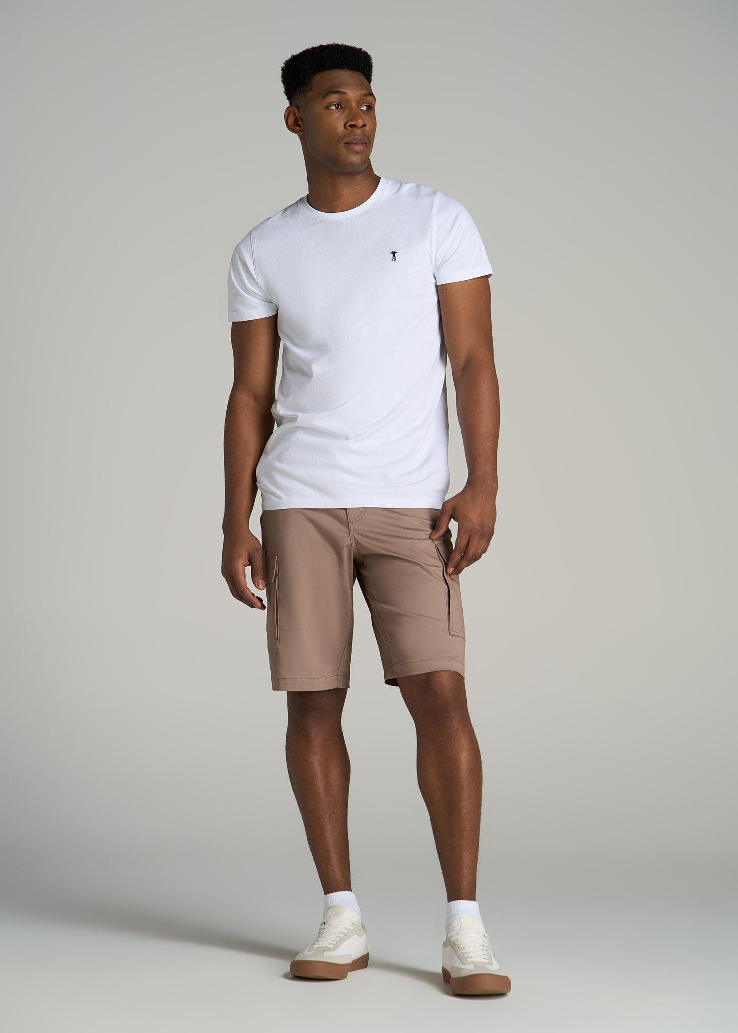 Stretch Twill Cargo Shorts for Tall Men in Dark Sand Male Product Image