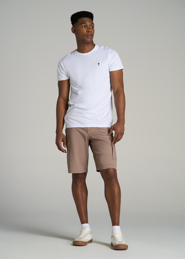 Stretch Twill Cargo Shorts for Tall Men in Dark Sand Product Image