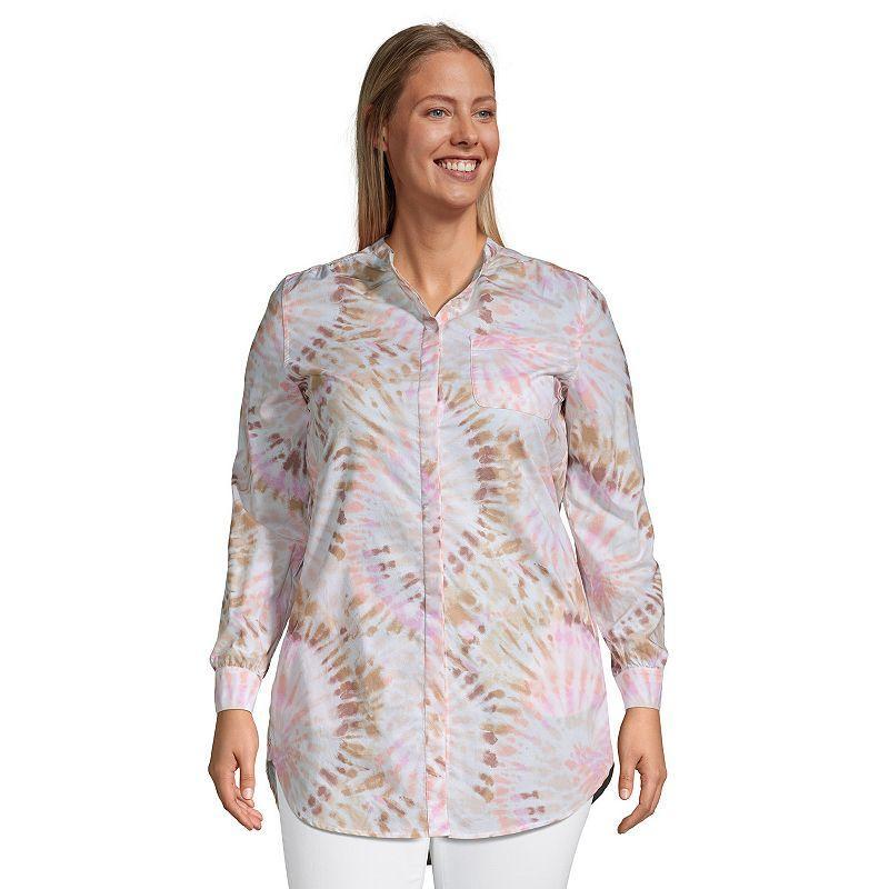 Plus Size Lands End A-Line Tunic Button-Down Shirt, Womens Product Image