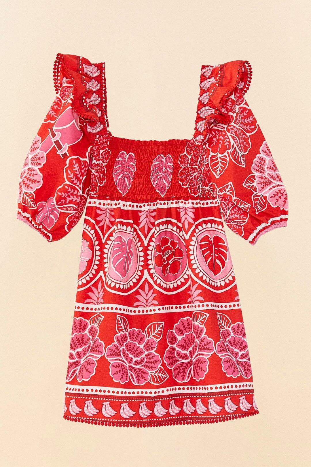 Red Summer Sunrise Organic Cotton Mini Dress Product Image