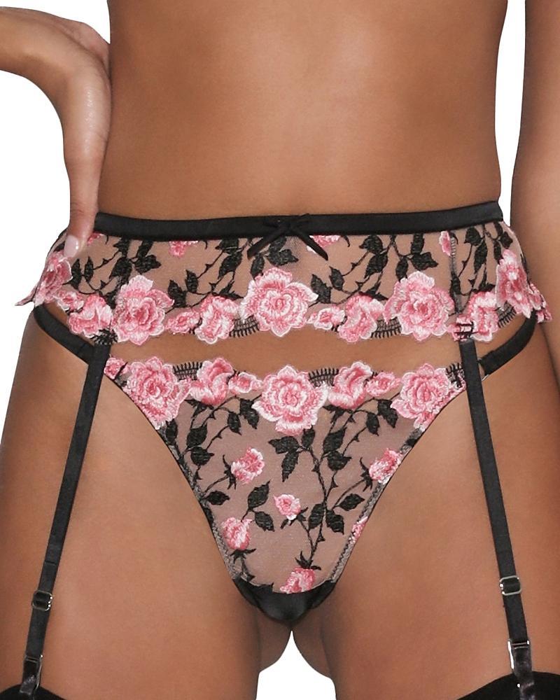 Fleur du Mal Roses & Thorns Embroidery Thong Product Image