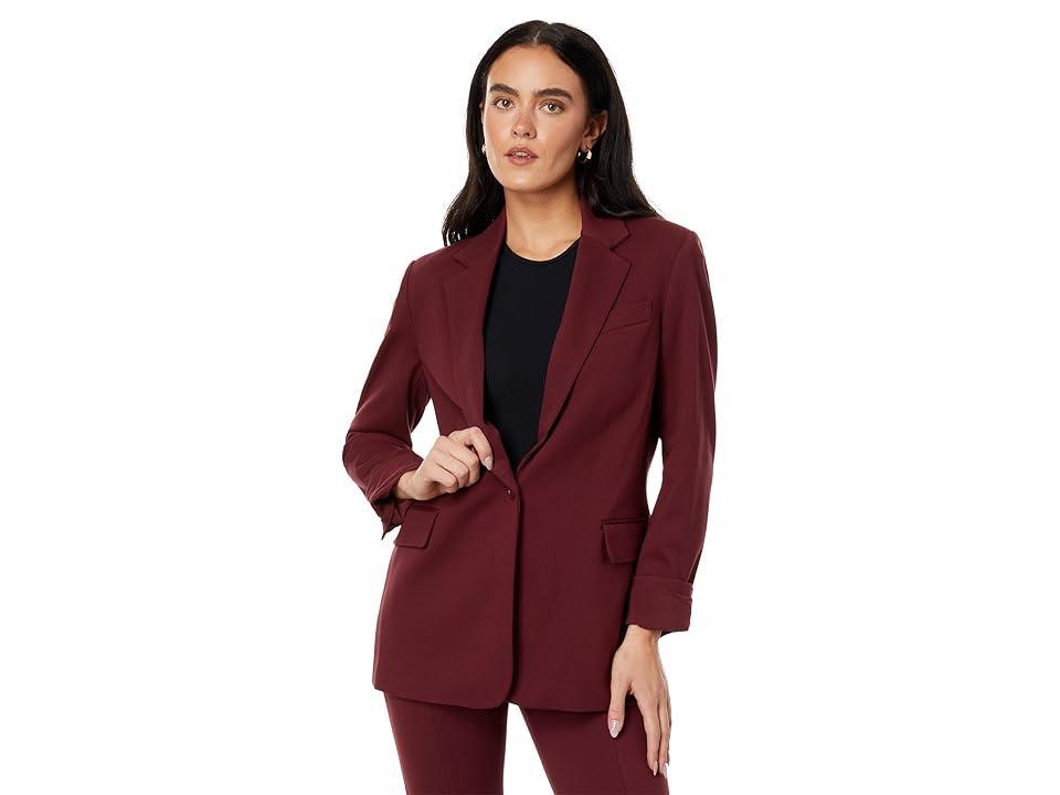 DKNY Notch Collar Flap Pocket One-Button Jacket (Cabernet) Women's Coat Product Image