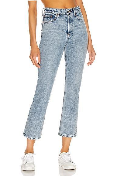 GRLFRND Karolina High Rise Straight Crop in Larchmont - Blue. Size 32 (also in 24, 31). Product Image