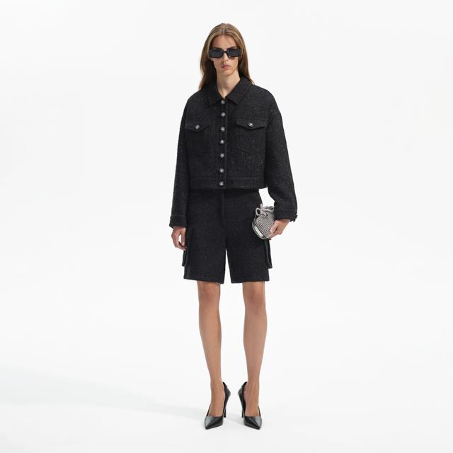 Black Boucle Oversized Jacket Product Image