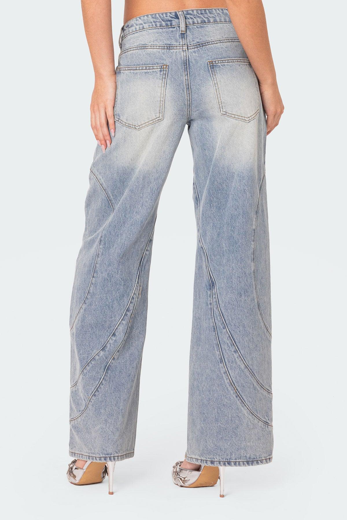 Oaklynn Stitch Detail Low Rise Jeans Product Image