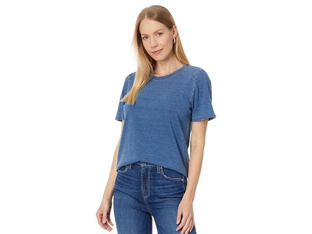 Faherty Sunwashed Crew Tee (Medium Indigo Wash) Women's Clothing Product Image