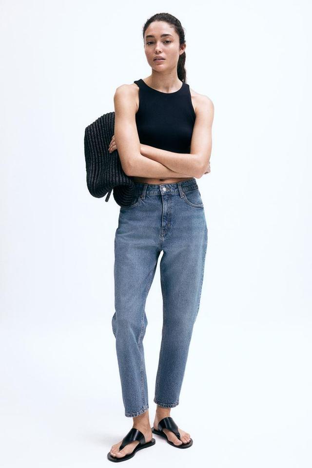 H & M - Slim Mom High Ankle Jeans - Blue Product Image