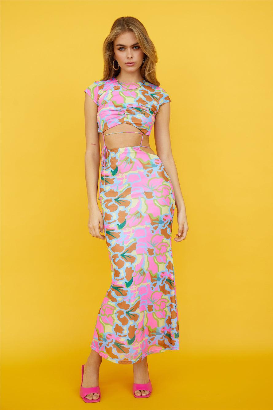 Groovy Feeling Midi Dress Pink Product Image