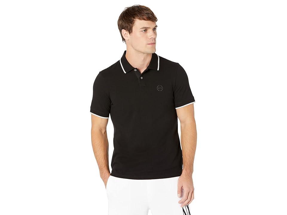 Armani Exchange Slim Fit Pique Logo Polo Men's Clothing Product Image