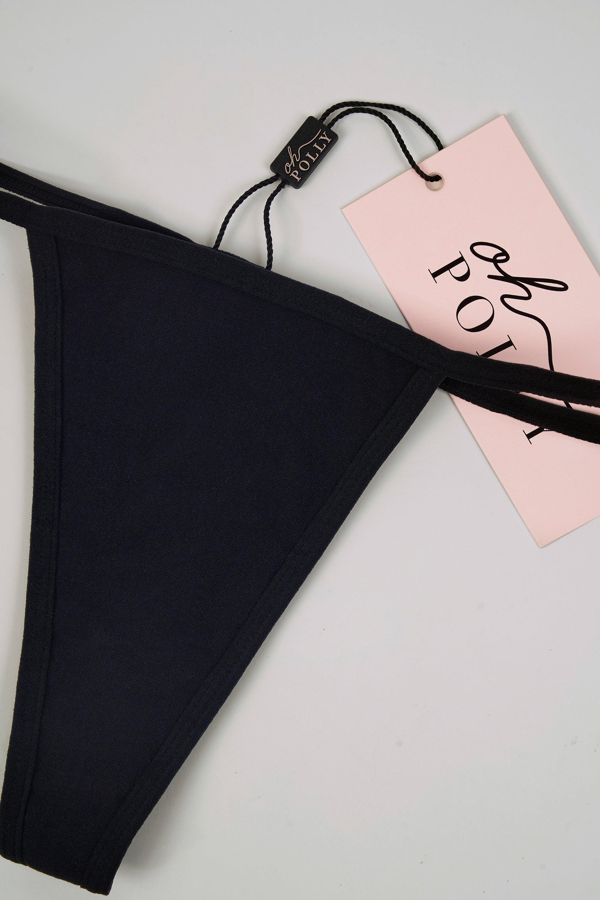 Mid-Rise Seamless Thong in Black Product Image